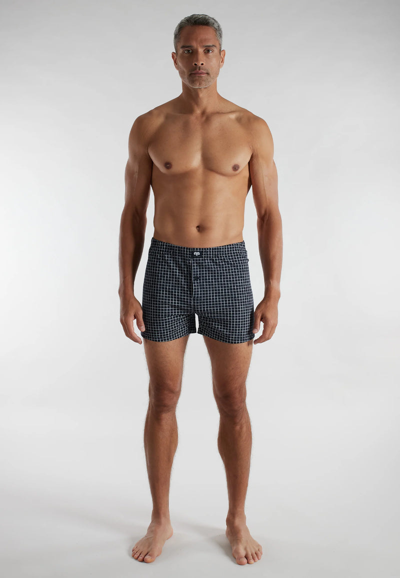 Ceceba navy check cotton boxer shorts