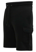 Load image into Gallery viewer, d555 black fleece cargo shorts
