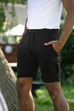 Load image into Gallery viewer, d555 black fleece cargo shorts
