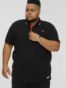 D555 black pique polo