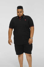 Load image into Gallery viewer, D555 black pique polo
