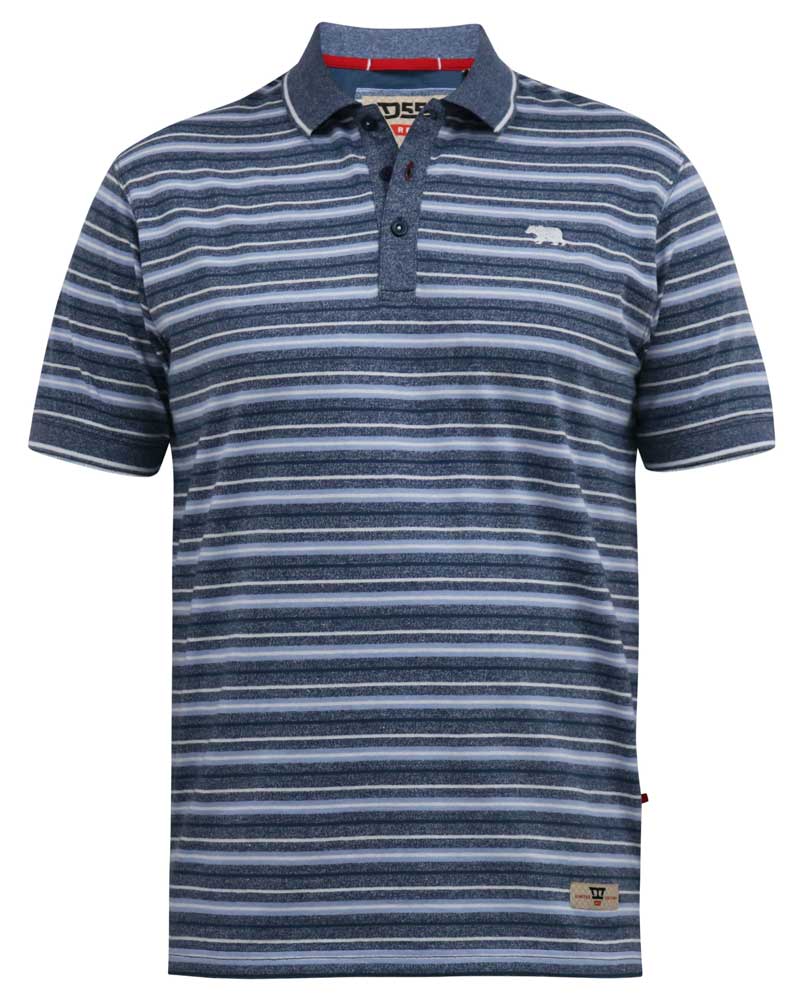 D555 blue striped pique polo