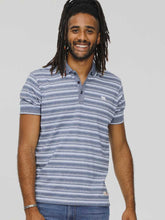 Load image into Gallery viewer, D555 blue striped pique polo
