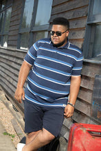 Load image into Gallery viewer, D555 navy striped pique polo
