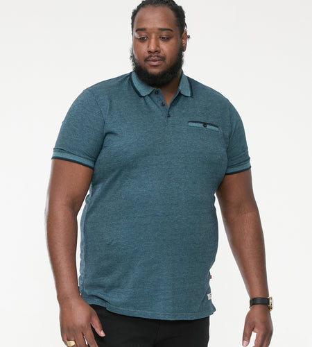 D555 teal green pique polo