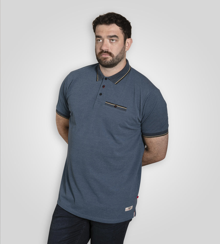 D555 blue pique polo