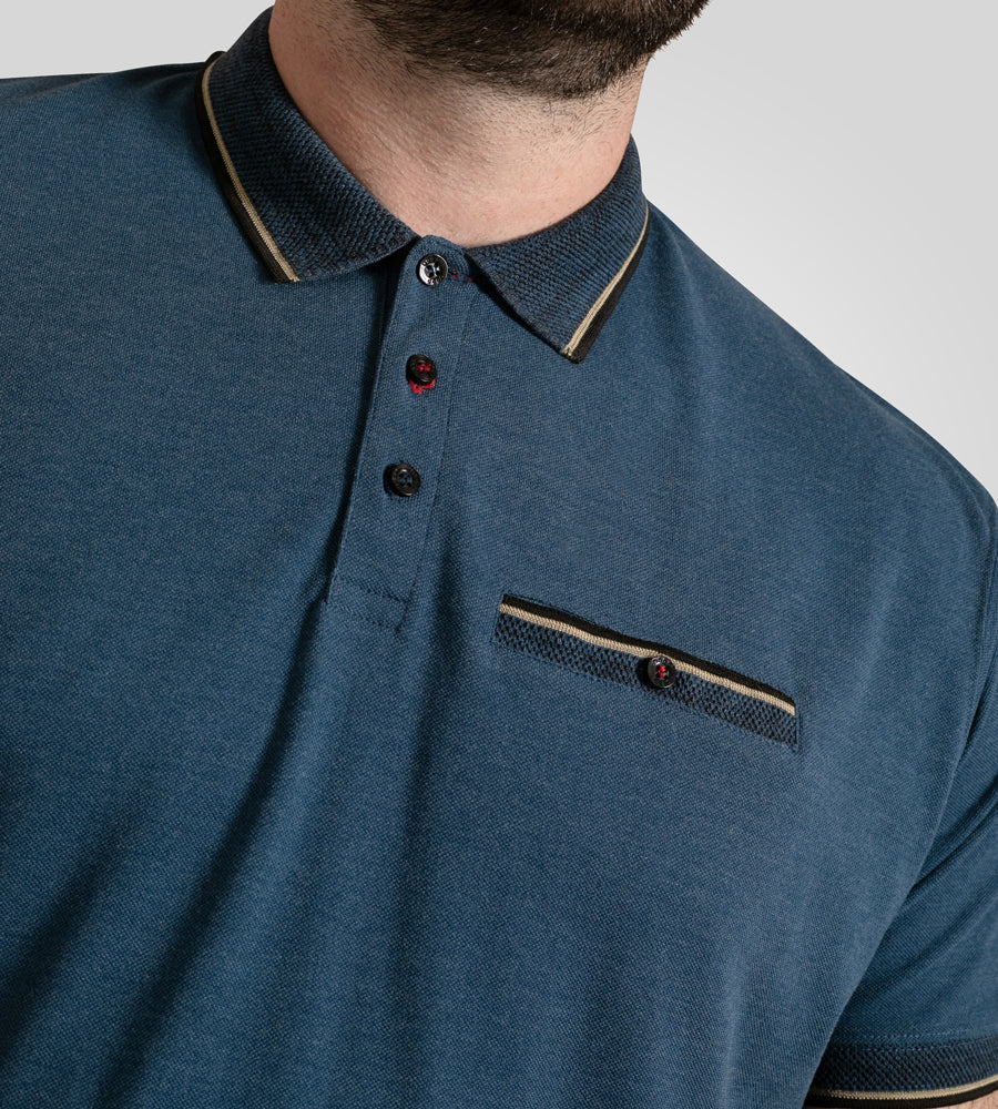 d555 blue pique polo