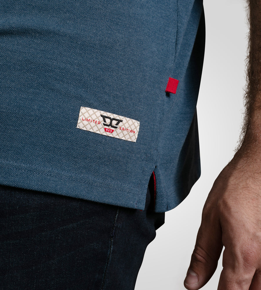 d555 blue pique polo