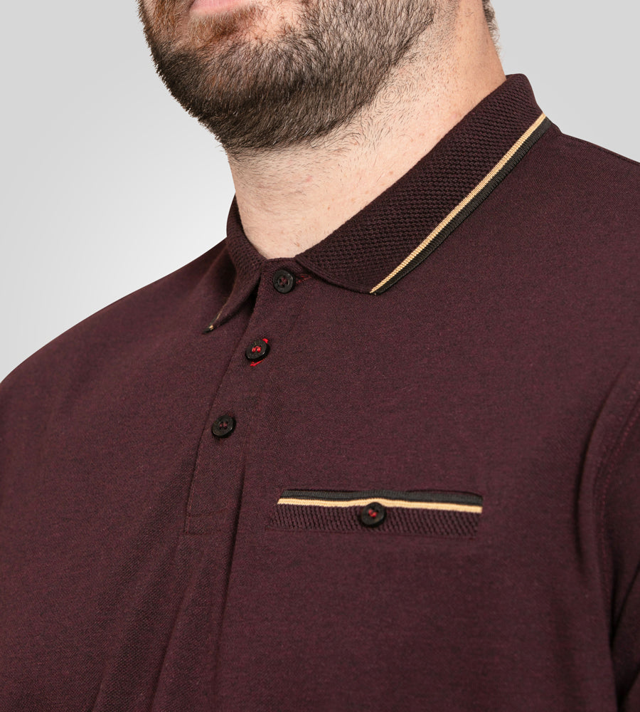 D555 wine pique polo