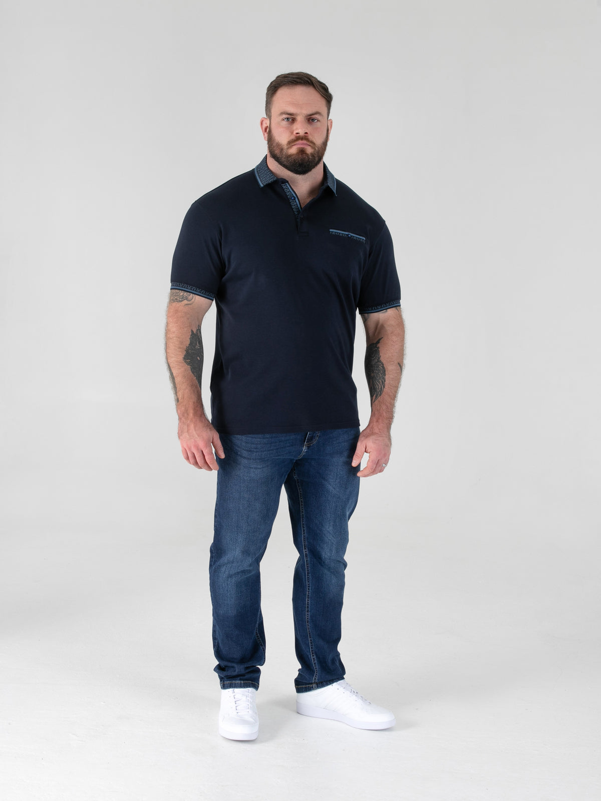 D555 navy pique polo