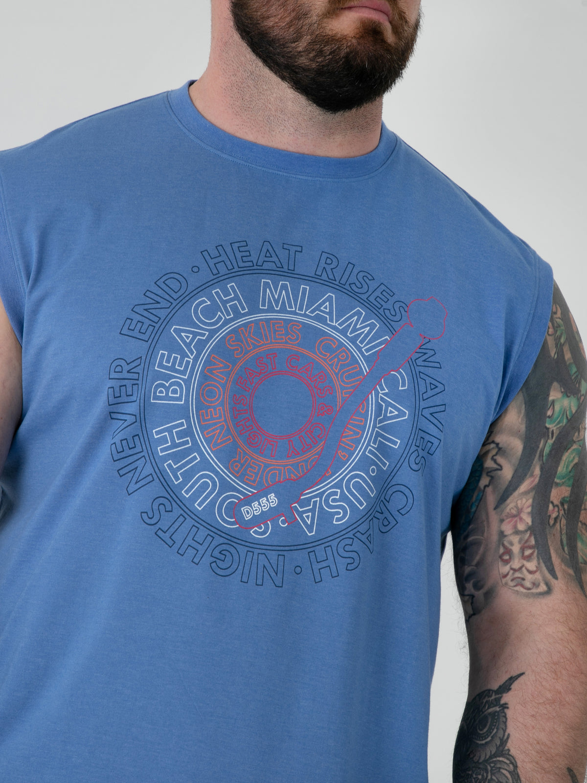 D555 blue sleeveless t-shirt