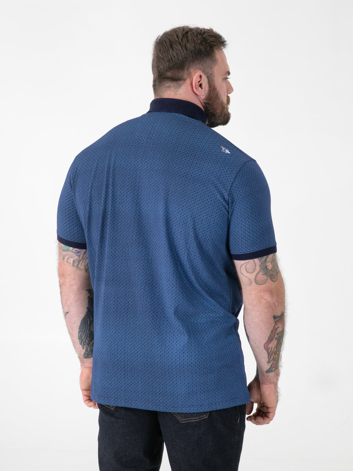 D555 blue pique polo