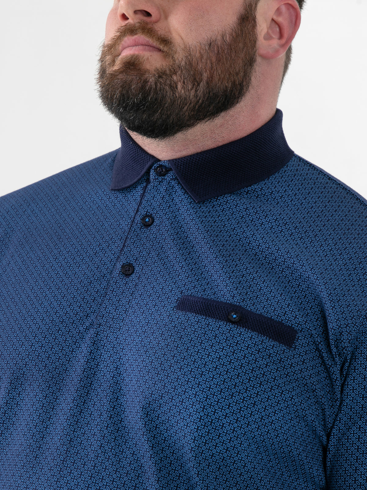 D555 blue pique polo