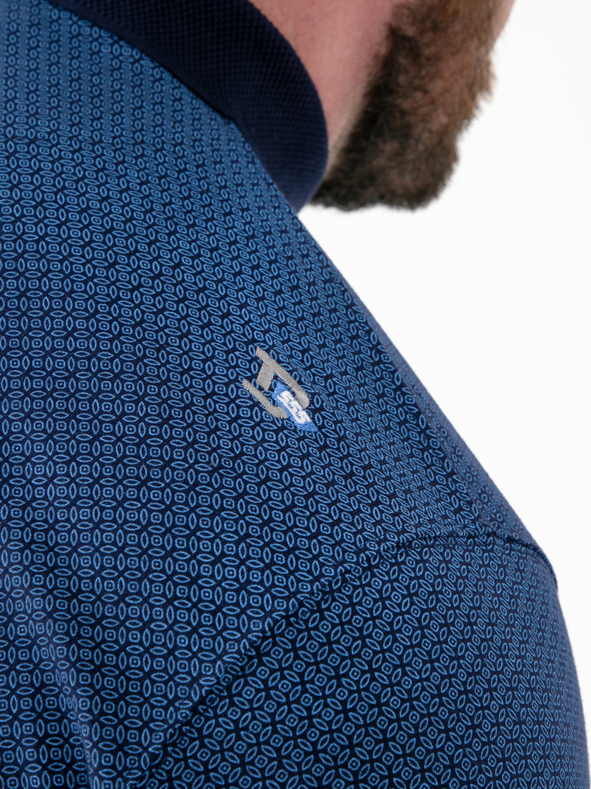 D555 blue pique polo