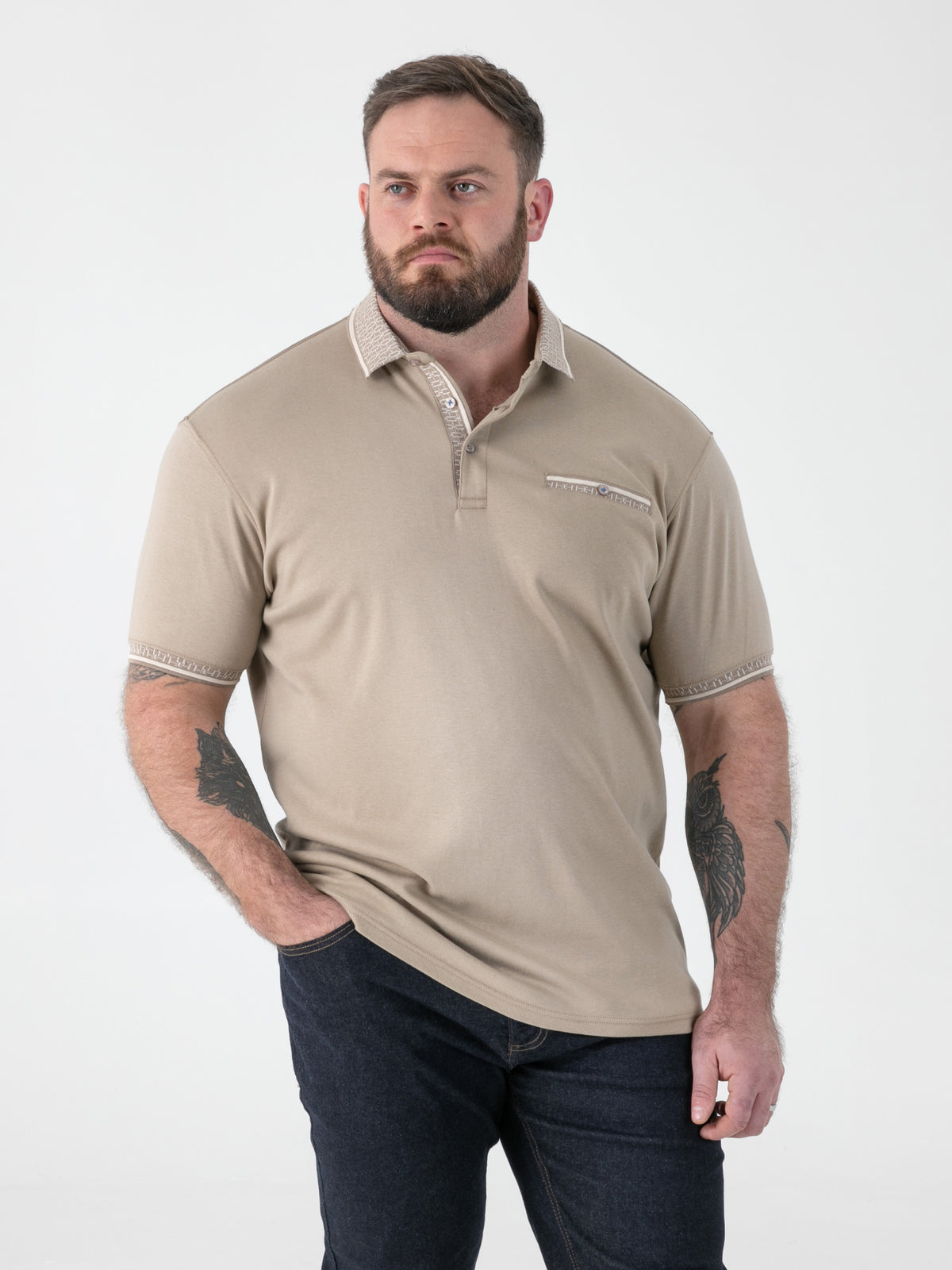 D555 beige pique polo
