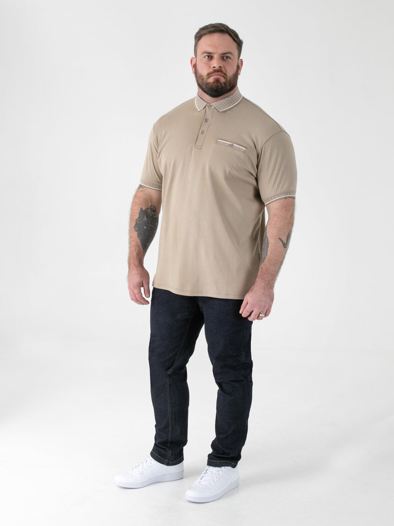 D555 beige pique polo