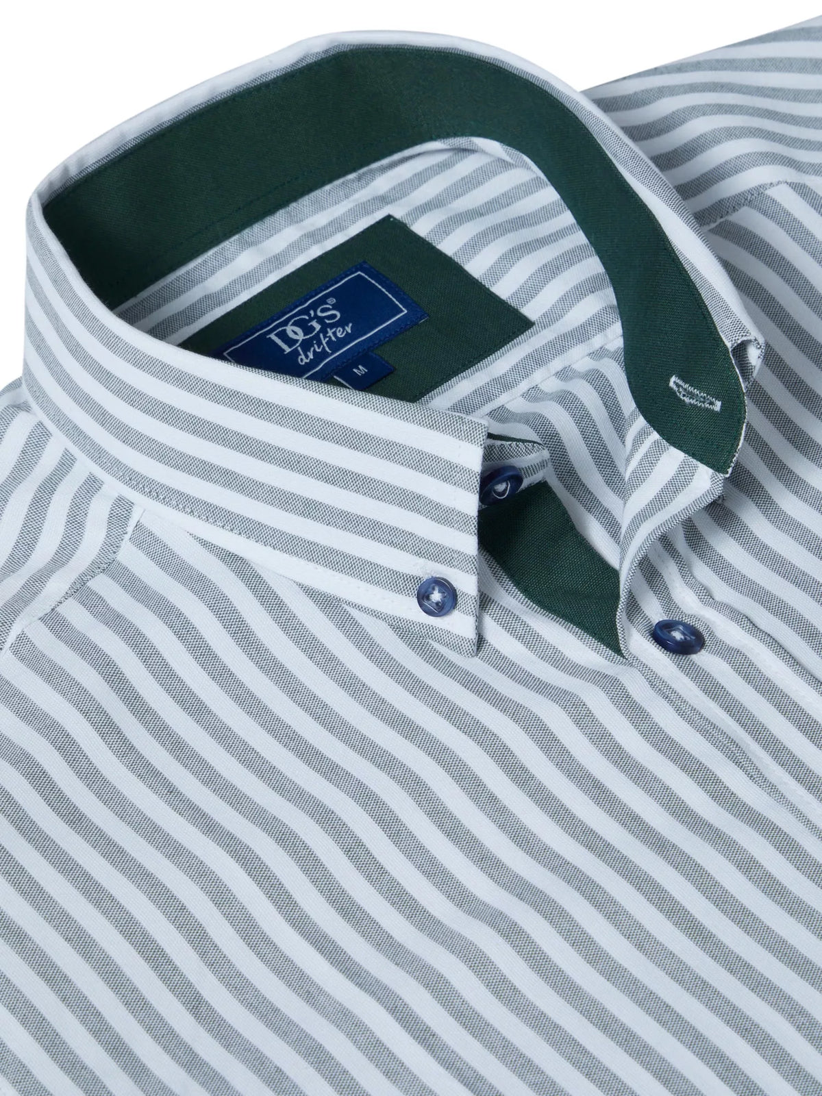 Drifter green striped short sleeve shirt