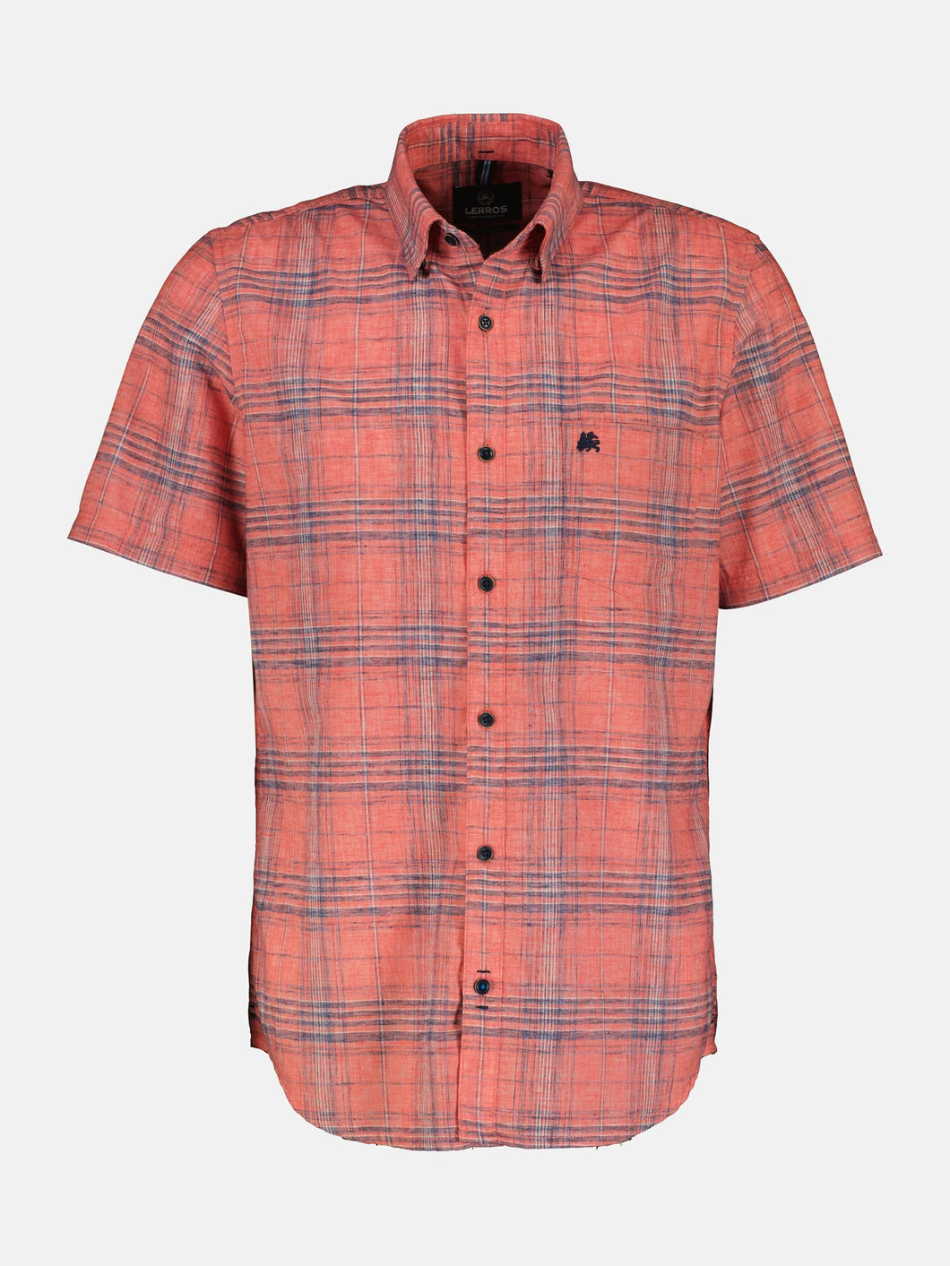 Lerros coral red short sleeve check shirt