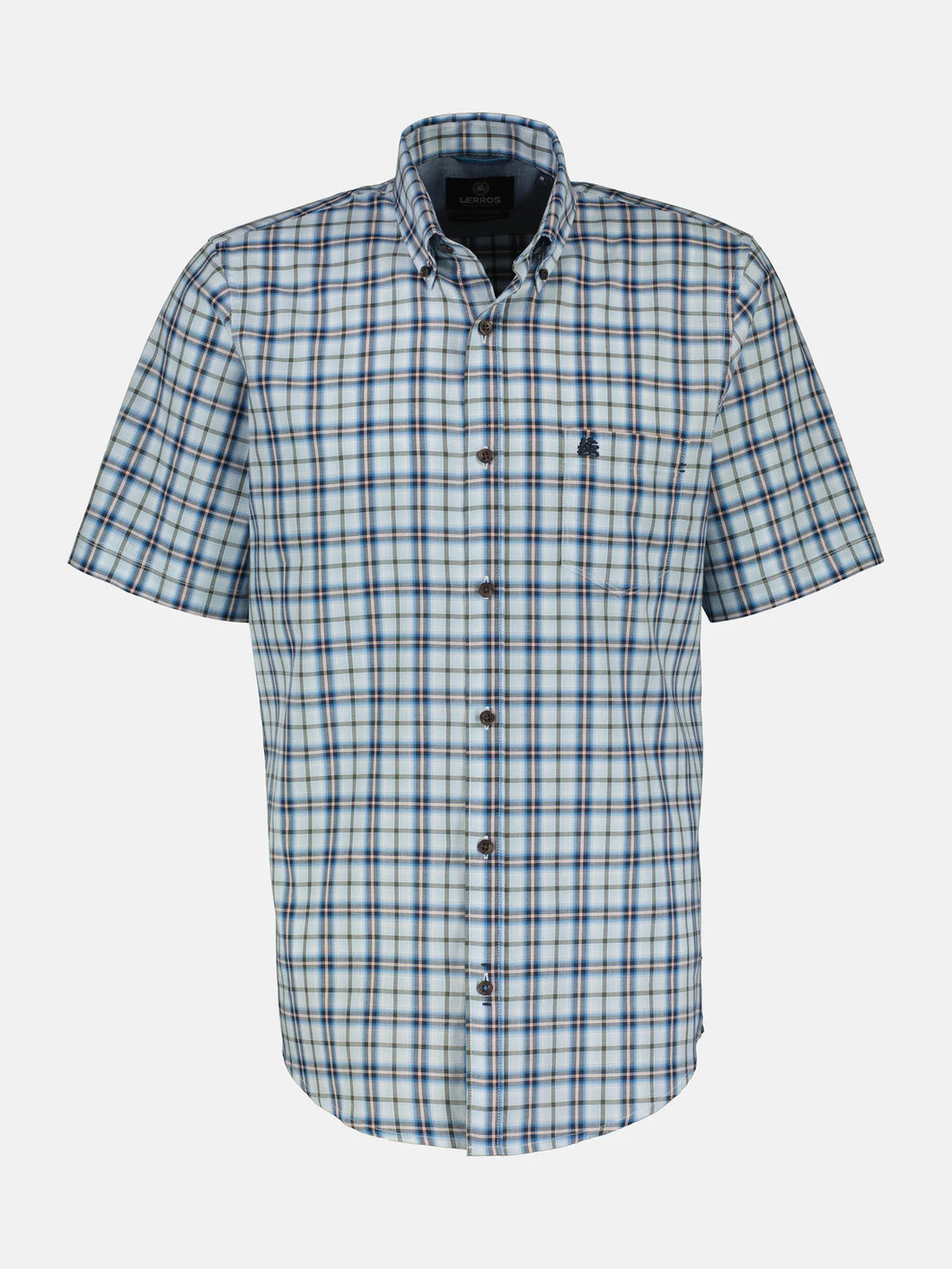 Lerros blue short sleeve check shirt