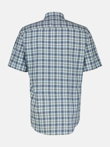 Lerros blue short sleeve check shirt