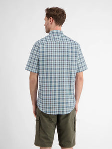 Lerros blue short sleeve check shirt