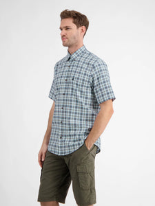 Lerros blue short sleeve check shirt