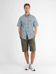 Lerros blue short sleeve check shirt