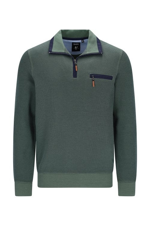 Hajo green long sleeve polo sweatshirt
