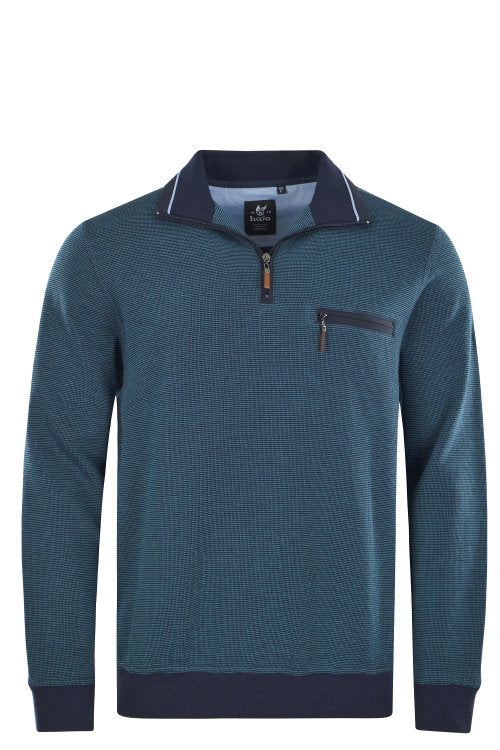 Hajo blue long sleeve polo sweatshirt