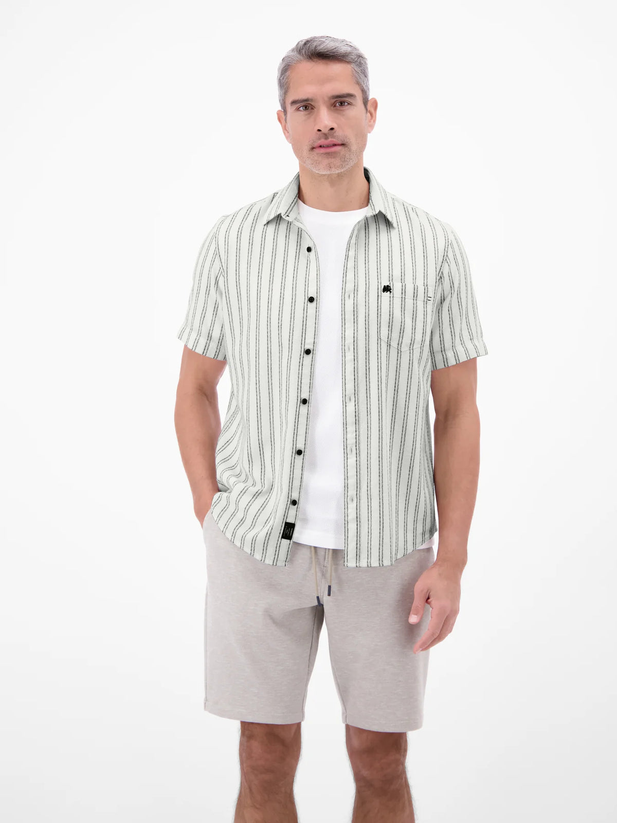 Lerros striped white short sleeved shirt