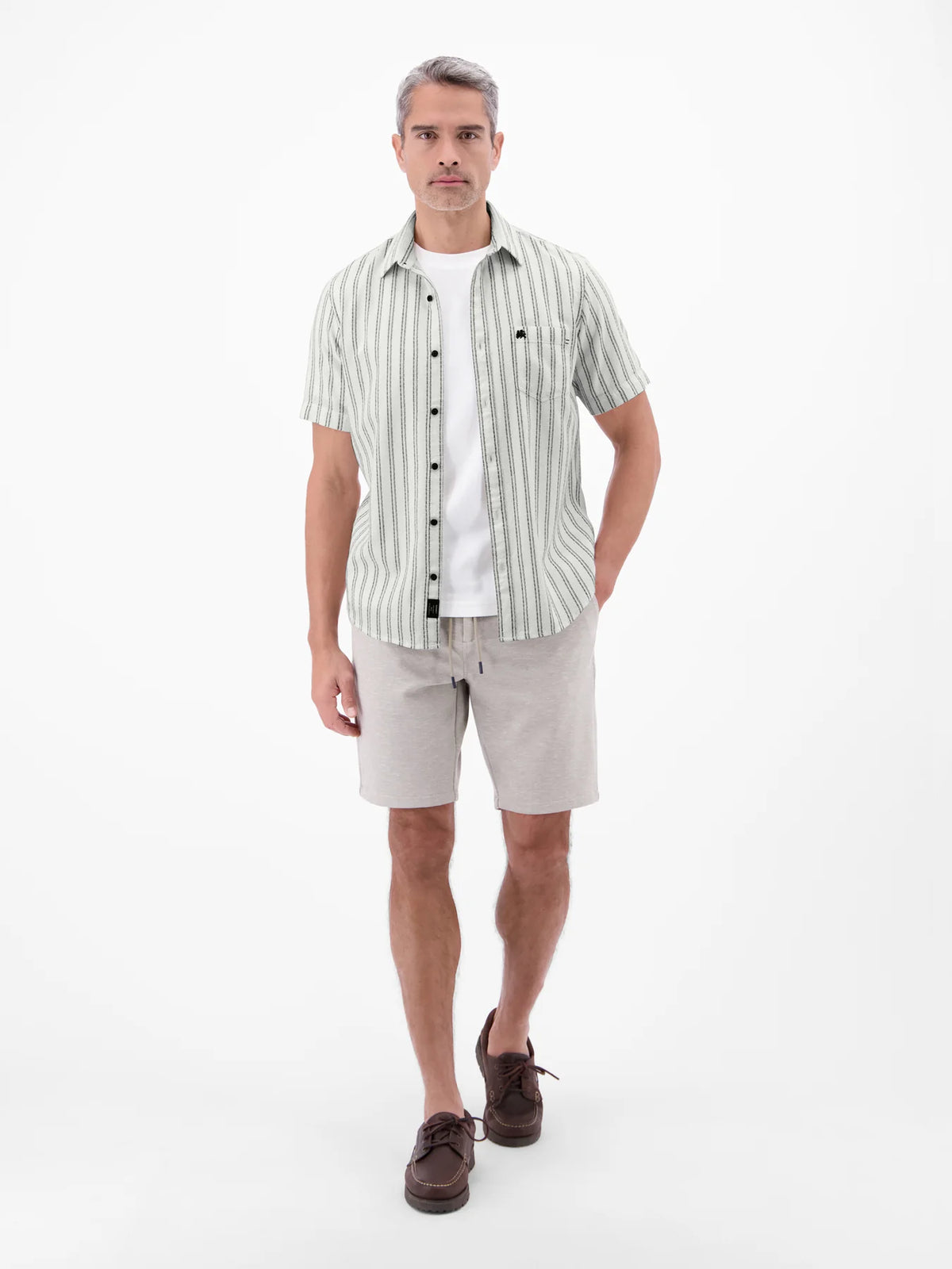 Lerros white short sleeve shirt with stripes