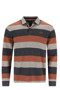 Hajo grey striped polo sweatshirt