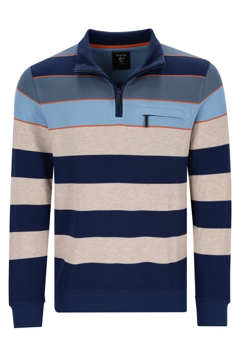 Hajo dak blue long sleeve polo sweatshirt