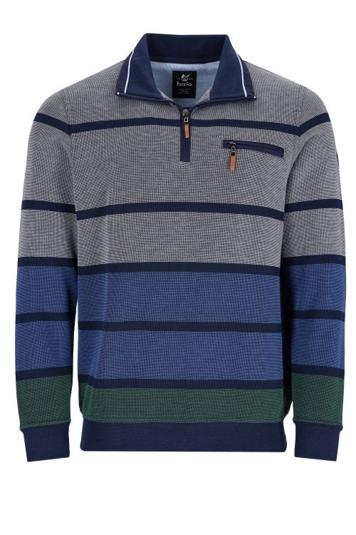 Hajo navy long sleeve polo sweatshirt