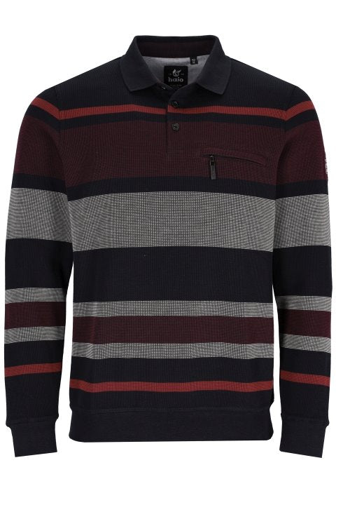 Hajo black long sleeve polo sweatshirt