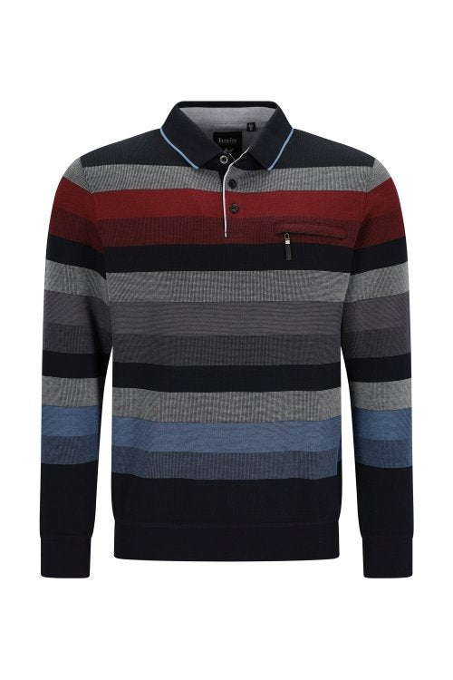 Hajo striped polo sweatshirt