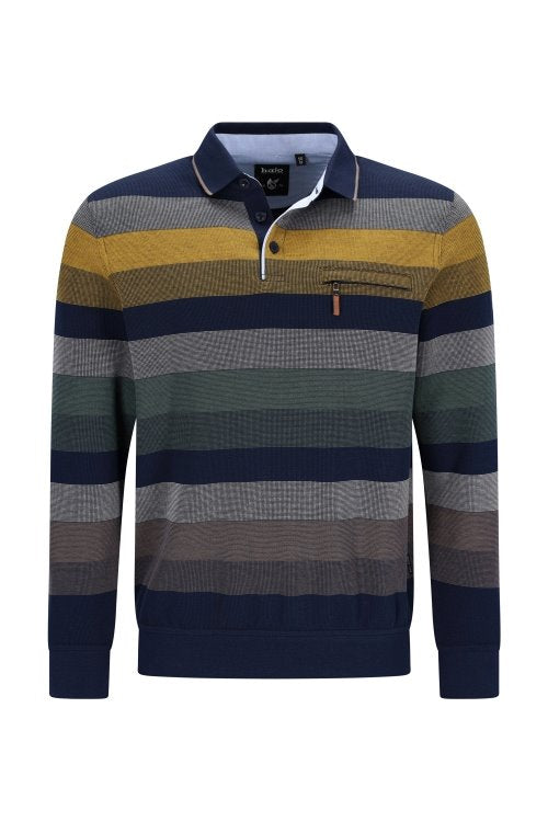 Hajo navy striped polo sweatshirt