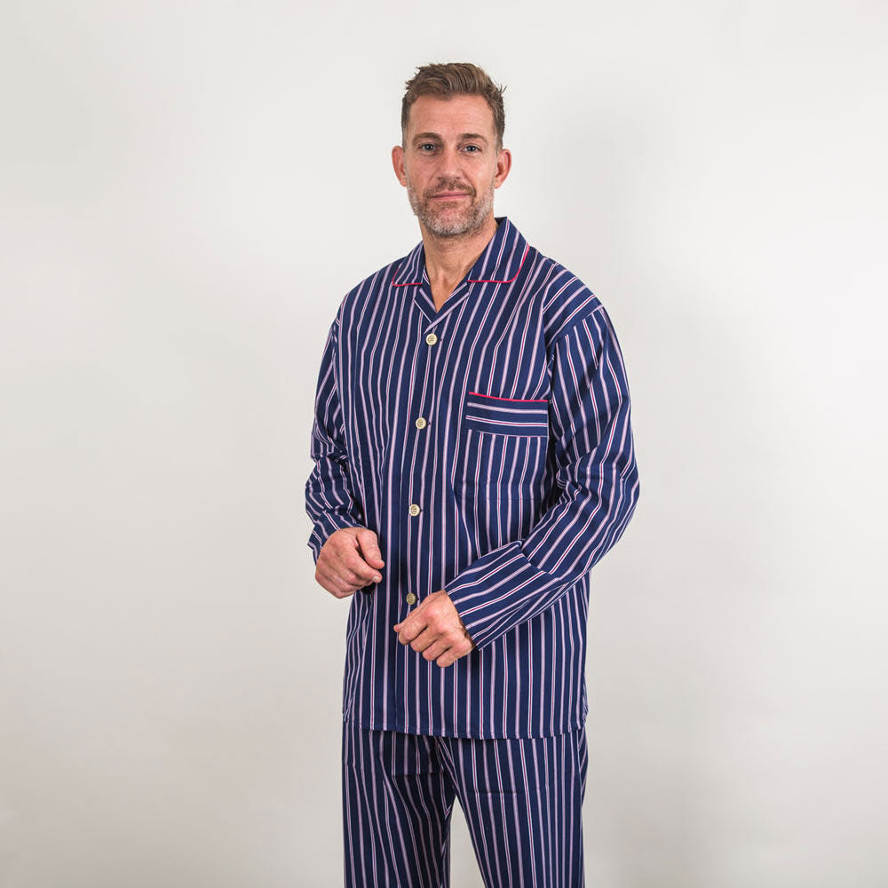 Somax 100% cotton navy striped pyjamas