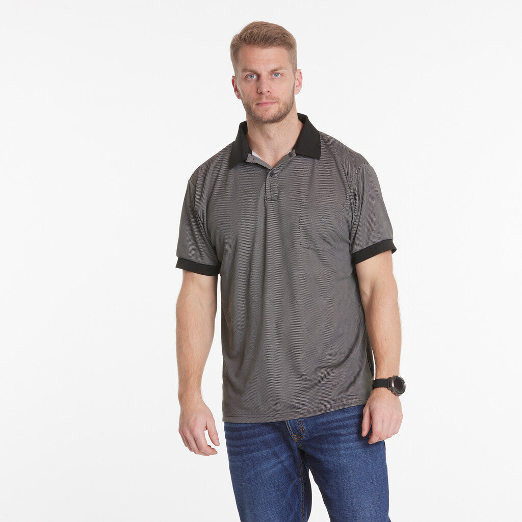 North 56.4 black pique polo