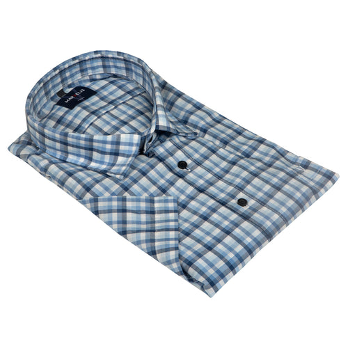 Marvelis blue check short sleeve shirt