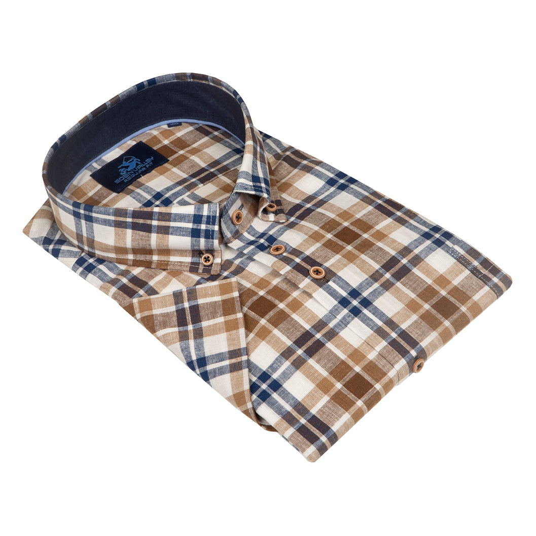 Eden Valley beige check short sleeve shirt