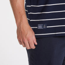 Load image into Gallery viewer, North 56.4 navy striped pique polo
