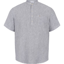 Load image into Gallery viewer, North 56.4 grey striped short sleeve grandfather shirt
