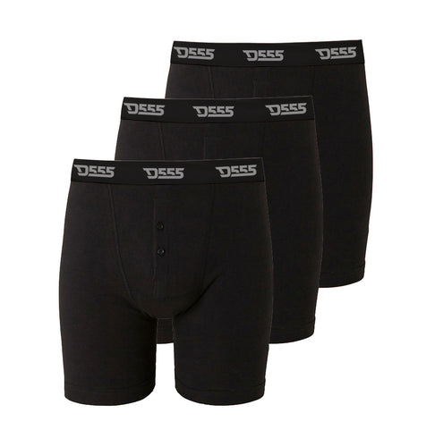 d555 3 pack black cotton boxer shorts