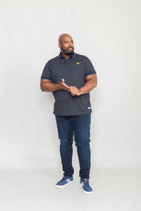 D555 navy pique polo