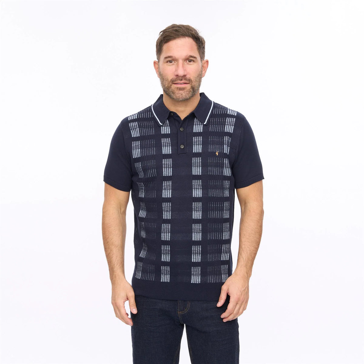 Gabicci navy short sleeve knitted polo