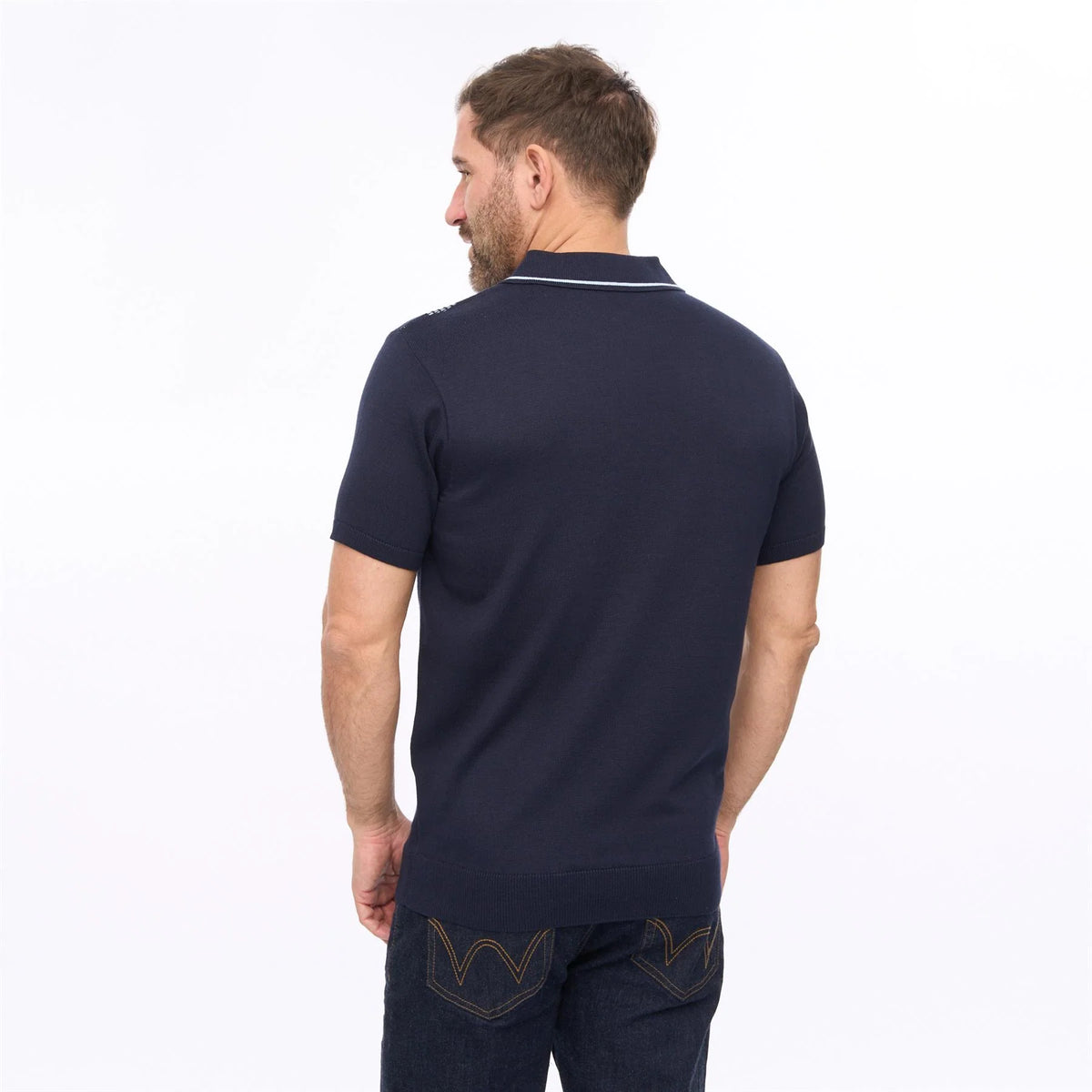 Gabicci navy short sleeve knitted polo