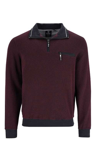 Hajo dark red long sleeve polo sweatshirt