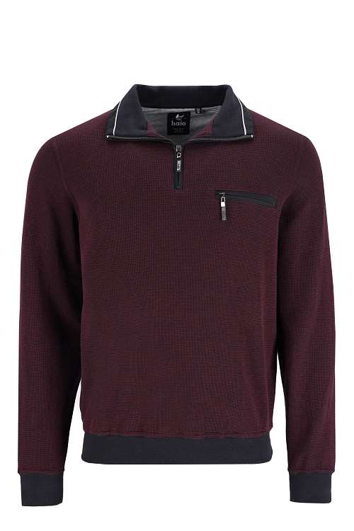 Hajo dark red long sleeve polo sweatshirt