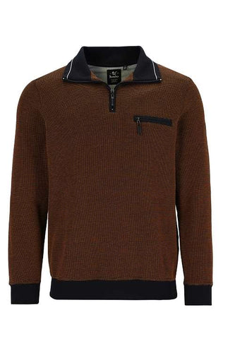 Hajo brown long sleeve polo sweatshirt